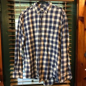 Men’s blue and white shirt